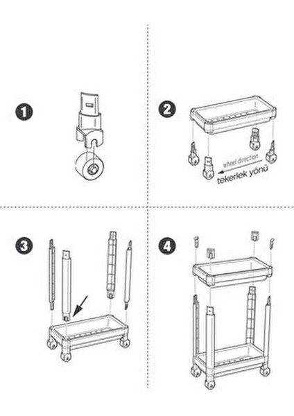 2 Katlı Tekerlekli Düzenleyici Raf , Banyo Dolabı, Mutfak Tezgah ve Evye Altı, Deterjanlık Siyah indirimleri