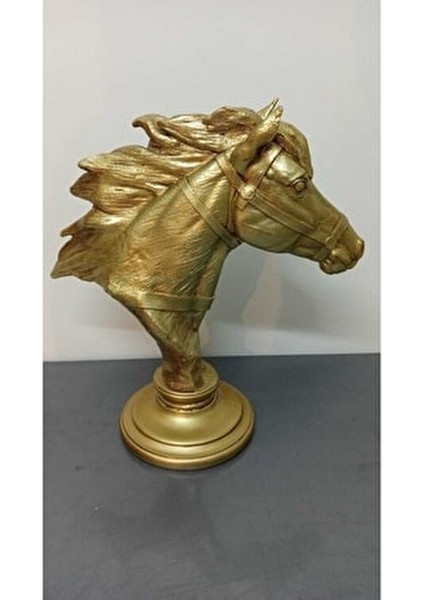 Pitane El Yapımı Altın Rengi At Kafası Heykel Dekoratif Parça Koleksiyon İçin