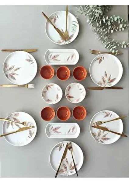 Kahverengi Çiçekler 6 Kişilik 16 Parça Kahvaltı Takımı