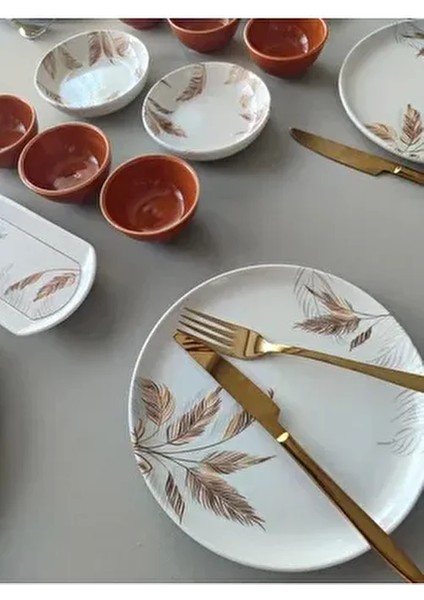 Kahverengi Çiçekler 6 Kişilik 16 Parça Kahvaltı Takımı modelleri