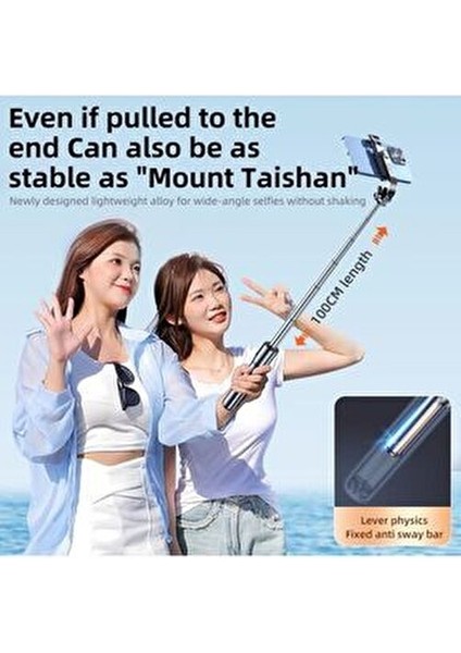 Kablosuz Stant Tripod Katlanabilir Uzatılabilir Selfi Çubuğu Ios&android Vlog Kit Tiktok Instagram