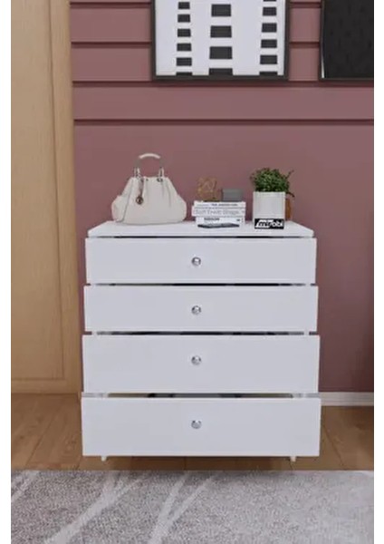 Mirabel Dekoratif 4 Çekmeceli ayaklı Şifonyer Beyaz fiyatları