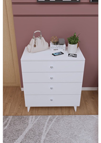 Mirabel Dekoratif 4 Çekmeceli ayaklı Şifonyer Beyaz modelleri
