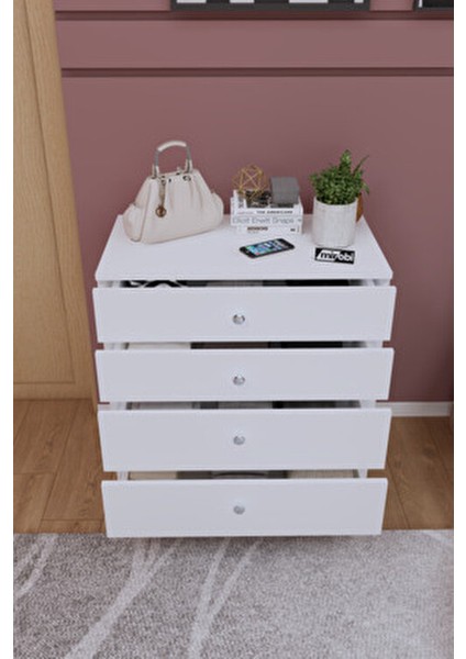 Mirabel Dekoratif 4 Çekmeceli ayaklı Şifonyer Beyaz fırsatları