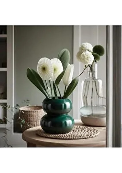 Tasarim Vazo Iskandinav Tarzı Sade Koyu Yeşil