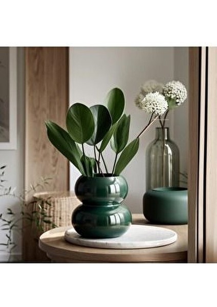 Tasarim Vazo Iskandinav Tarzı Sade Koyu Yeşil fiyatları