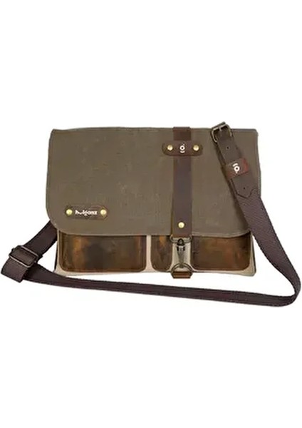 Halwara Mumlu Kanvas & Hakiki Deri Postacı Çantası (Messenger Bag) 22X31 cm / 13 Inç