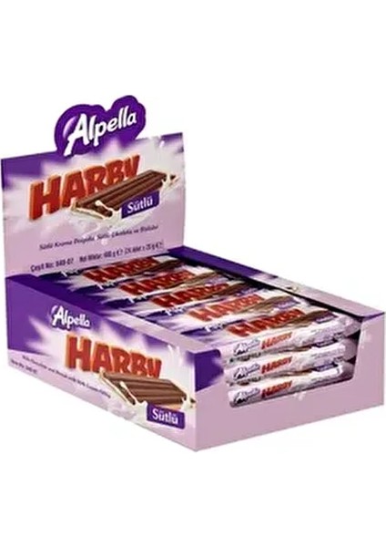 Alpella Harby Sütlü Kremalı Bisküvi 25 gr (24 Adet)