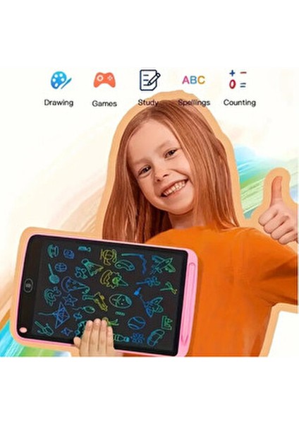 8,5 İnç Writing Silinebilen LCD Grafik Dijital Kalemli Çizim Tableti (Siyah)