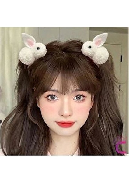 2'li Beyaz Tavşanlı Yumuşak Astarlı Klips Toka Seti - Kız Bebek Çocuk Klipsli Pens Saç Tokası fiyatları