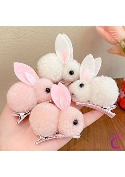 2'li Beyaz Tavşanlı Yumuşak Astarlı Klips Toka Seti - Kız Bebek Çocuk Klipsli Pens Saç Tokası indirimleri