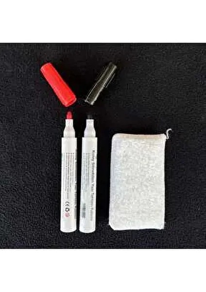 Siyah-Kırmızı Kalem Seti 2 Parça Silgi Hediyeli Doldurulabilir Renkli Kalemler