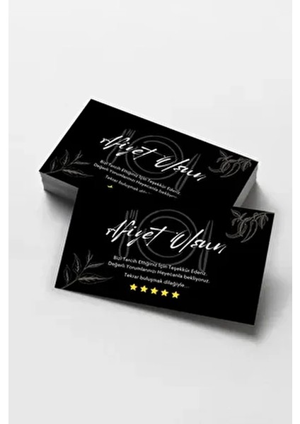 100 Adet Afiyet Olsun Teşekkür Kartı Sipariş Kartı Tebrik Kartı Paketleme Kartı Kargo Kartı Not Kart