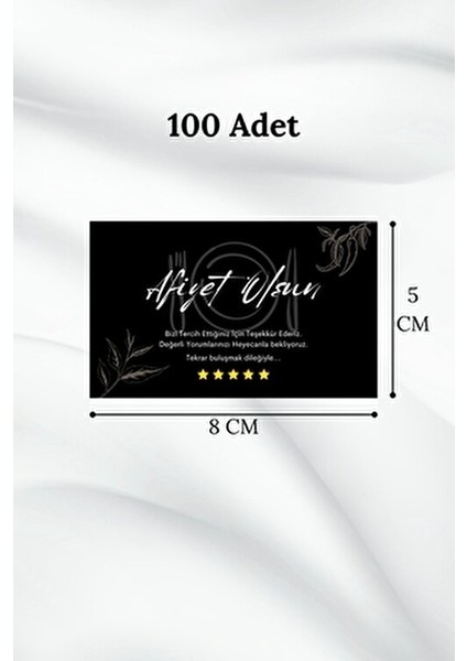 100 Adet Afiyet Olsun Teşekkür Kartı Sipariş Kartı Tebrik Kartı Paketleme Kartı Kargo Kartı Not Kart modelleri
