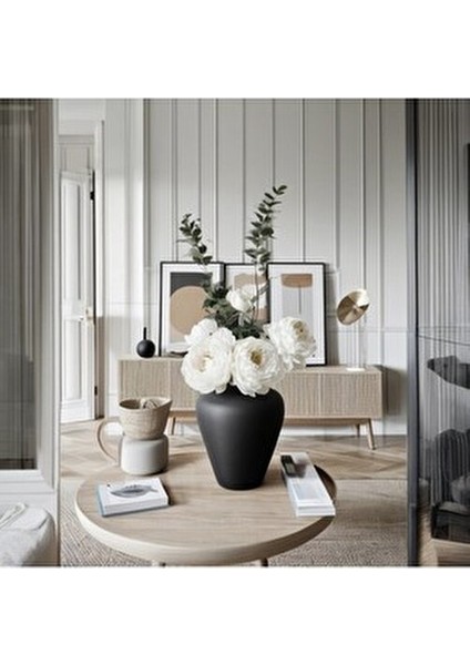 Seramik Bohem Zarif Iskandinav Tarzı Trend Orta Boy 20 cm Vazo Siyah indirimleri