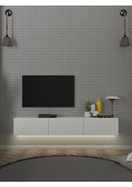 Cercei LED Li Işıklı Tv Ünitesi 180 cm -Beyaz, Modern, Şık, Geniş, Fonksiyonel Tasarım - Tv Sehpası fiyatları