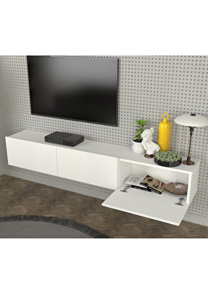 Cercei LED Li Işıklı Tv Ünitesi 180 cm -Beyaz, Modern, Şık, Geniş, Fonksiyonel Tasarım - Tv Sehpası fırsatları