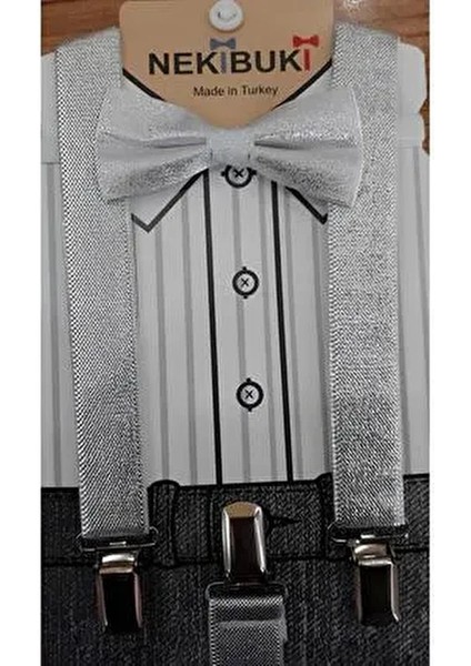 Papyon ve Askı Takımı Gümüş Renk Dokuma Kumaş