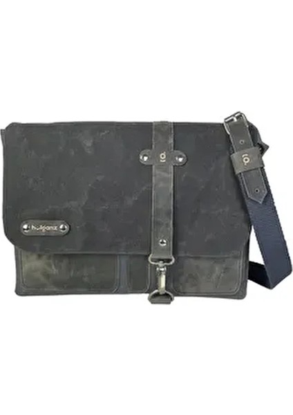 Halwara Mumlu Kanvas & Hakiki Deri Postacı Çantası (Messenger Bag) 22X31 cm / 13 Inç