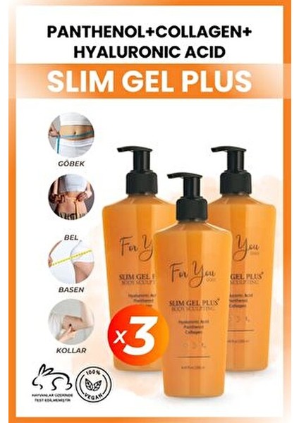 Slim Jel Plus Colajen Incelmeye Yardımcı, Sıkılaştırıcı, Çatlak Bakım, Selülit Karşıtı Jel (3ADET)