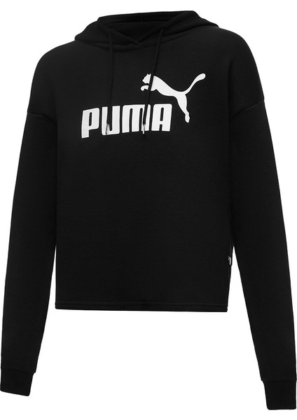 Cropped Logo Tr Kadın Siyah Kapüşonlu Sweatshirt modelleri