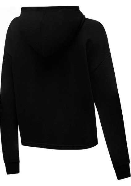 Cropped Logo Tr Kadın Siyah Kapüşonlu Sweatshirt fırsatları