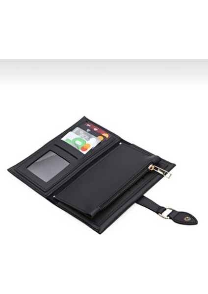 Yumuşak Suni Deri Kadın Cüzdan Yatay Fermuarlı Bölmeli Büyük Boy indirimleri