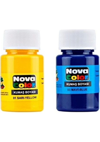 Nova Color Kumaş Boyası 30CC Futbol Takımları İçin Sarı ve Mavi Renkli 2'li Set