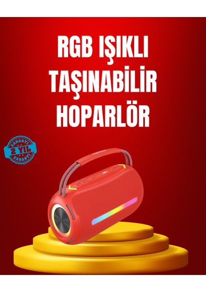 Suya Dayanıklı 20W Rgb Hoparlör Bluetooth, Usb, Sd Kart ve Aux Girişli