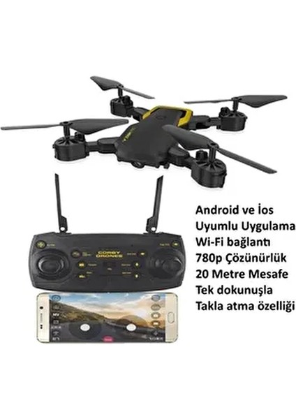 Havada Stabil Kalabilen Akrobat Zoom Pro CX007 Smart Kameralı Android Ios Wifi Drone