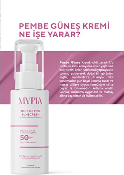 Leke Karşıtı Pembe Renkli Güneş Kremi SPF 50+ Tüm Cilt Tipleri İçin Nemlendirici fırsatları