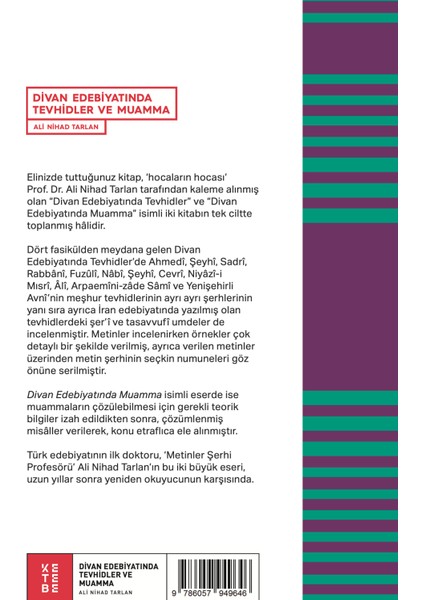 Divan Edebiyatında Tevhidler ve Muamma - Ali Nihad Tarlan fiyatları