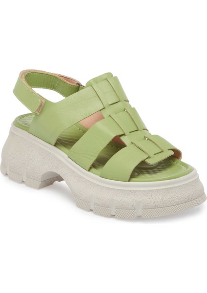 Yeşil Hakiki Deri Kadın Sandalet - K24Y1SN67154-G81