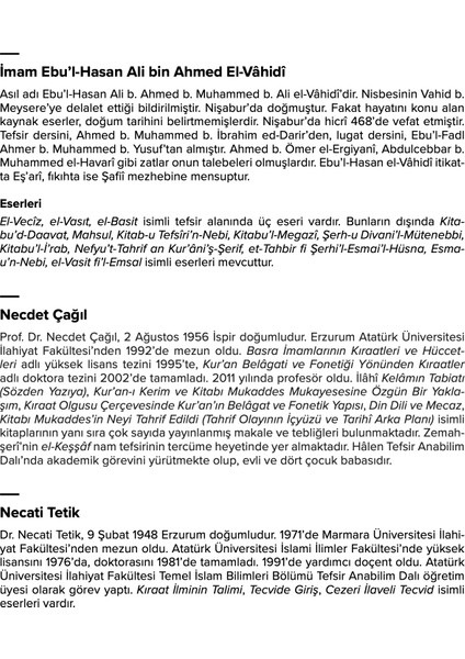Esbâb-ı Nüzûl - Ebu’l-Hasan el-Vâhidî modelleri