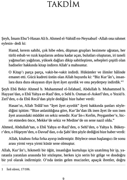 Esbâb-ı Nüzûl - Ebu’l-Hasan el-Vâhidî
