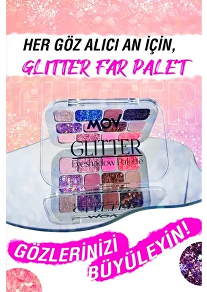 12’li Glitter Far Paleti No:03 – Yüksek Pigmentli, Işıltılı 12 Renk