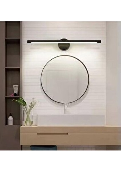 Yapışkanlı 36 cm Beyaz Işık Ledli Pilli Aplik Banyo Tablo Ayna Duvar Aydınlatma Siyah Pil Dahildir modelleri
