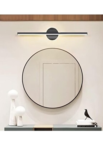 Yapışkanlı 36 cm Beyaz Işık Ledli Pilli Aplik Banyo Tablo Ayna Duvar Aydınlatma Siyah Pil Dahildir fırsatları