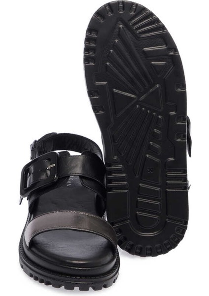 Siyah Hakiki Deri Kadın Sandalet - K24Y1SN67141-A23 fırsatları