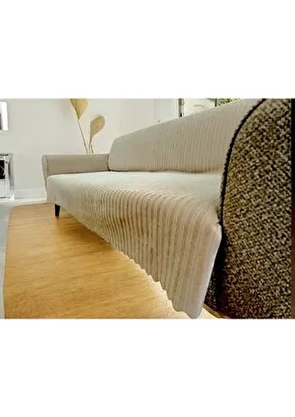 Kaymaz Taban Süngerli Kadife Koltuk - Çekyat Örtüsü 170X210 Bej