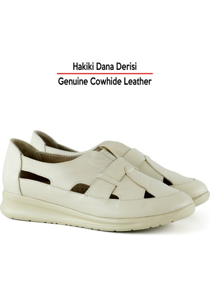 Aida Bej Hakiki Dana Derisi Kesik Detaylı Lastikli Slip-On Günlük Ayakkabı fırsatları