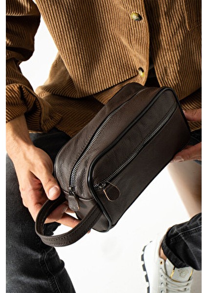 Hakiki Deri Erkek Tıraş El Portföy Suya Dayanıklı Orta Boy Bakım Çantası indirimleri