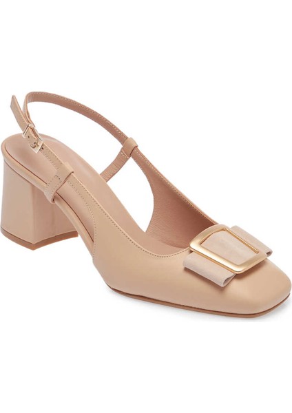 Pudra Hakiki Deri Kadın Topuklu Ayakkabı - K24I1AY67168-L5C