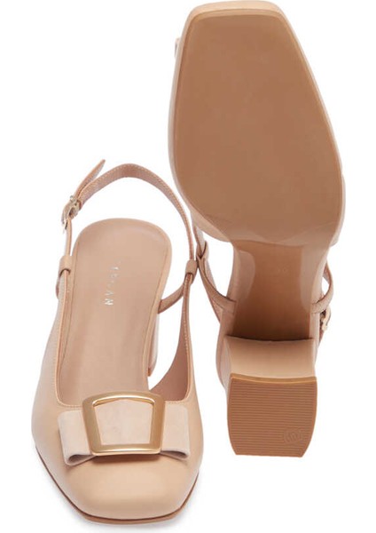 Pudra Hakiki Deri Kadın Topuklu Ayakkabı - K24I1AY67168-L5C fırsatları