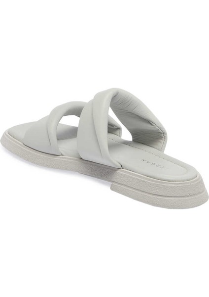 Gri Hakiki Deri Kadın Terlik - K24Y1TR67130-B43 fiyatları