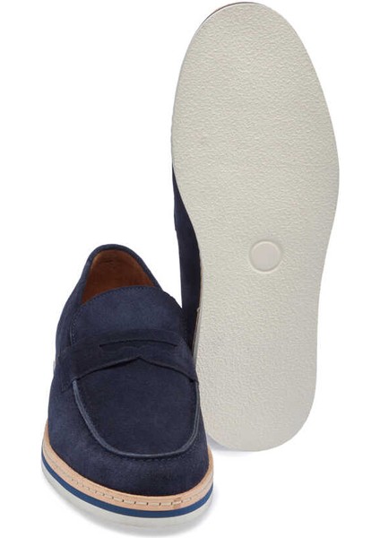 Lacivert Hakiki Süet Deri Erkek Loafer - E24I1AY56643-D44 fırsatları