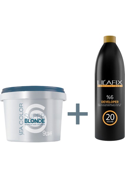 S.c. 2'li Paket Super Blonde Yoğun Saç Açıcı 1000 gr - Lilafix Oksidan 1000 ml 20V