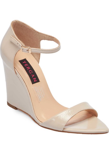 Bej Rugan Hakiki Deri Kadın Dolgu Topuklu Ayakkabı - K24Y1AY67252-A54