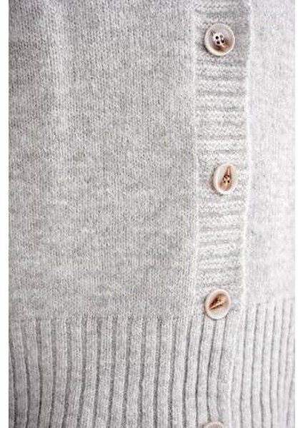 6927 Kadın Yumuşak Dokulu Salaş Basic Triko Hırka Gri