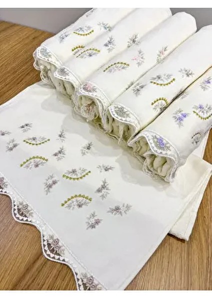 6 Adet Fransız Güpür Işlemeli Çeyizlik 30X50 Kadife Mutfak Havlusu fiyatları
